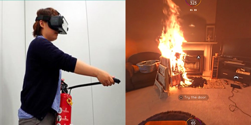 Симуляция тушения пожара с помощью огнетушителя-джойстика VR Fire Extinguishing Experience Simulator